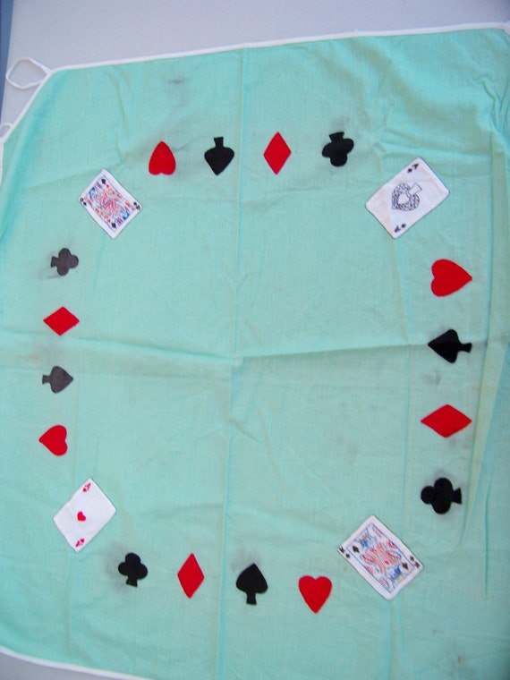 Vintage Handmade Bridge Table Card Game Tablecloth