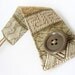 Damask Geometric Fabric Cuff Bracelet with Buttons - geometric beige and gold fiber jewelry