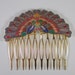 Vintage Cloisonne Hair Combs With Colorful Peacock Designs