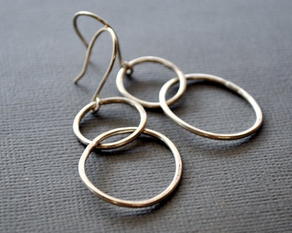 Earrings. Modern Contemporary Simple Sleek Elegant Design. Sterling 