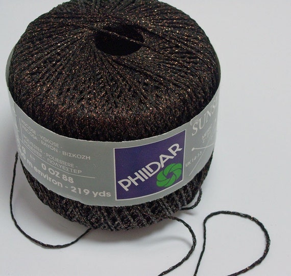 Phildar Sunset Glitter Yarn Black and Gold 25g 219 yds