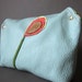 Reclaimed Leather Makeup Case Clutch in Robin's Egg Blue from Waterstone