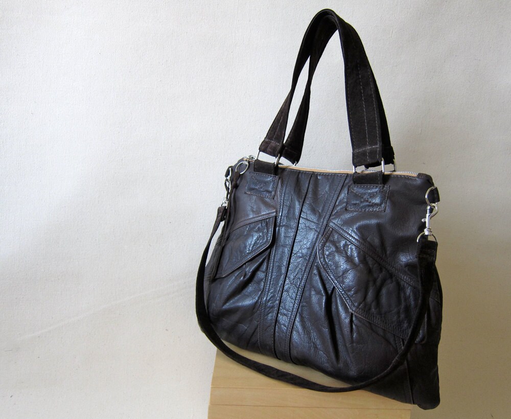 Recycled Brown Leather Handbag from a by StudioWaterstoneBags