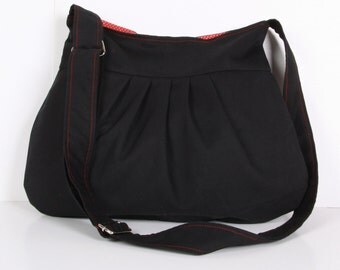 Messenger bag / Everyday bag / Pleated Bag /Tote / Shoulder Bag / Adjustable strap / Grey White Black Canvas / Cross Body / Diaper Bag