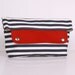 ZEN ... clutch , pouch ,White Dark blue canvas with cream lining