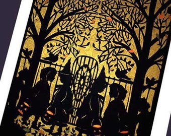 Halloween Card -silhouette of witches ( Trick or Treat) #20