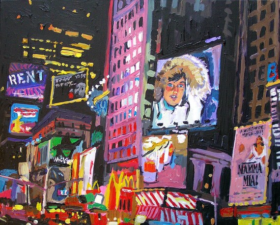 Broadway Times Square New York Art Nyc Painting Theater