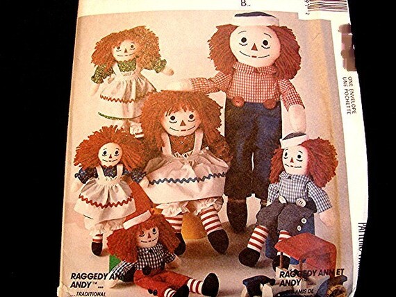 Vintage McCalls Raggedy Ann Doll Pattern and Andy Stuffed Rag