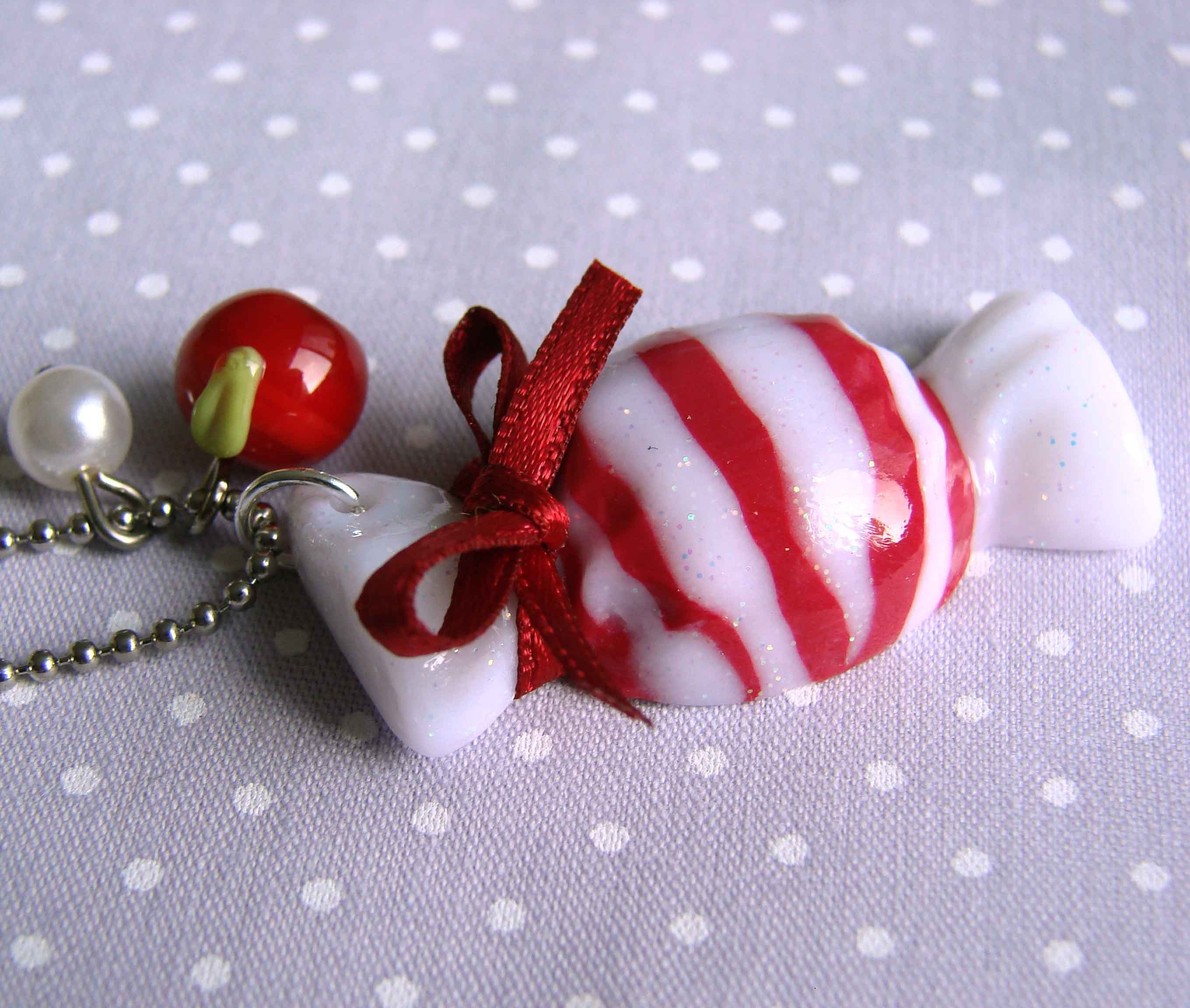 peppermint candy charm necklace cute jewelry