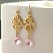 Pink Mystic Quartz Earrings Celctic Knot Gold - Spring Pink - Handmade Spring Fashion