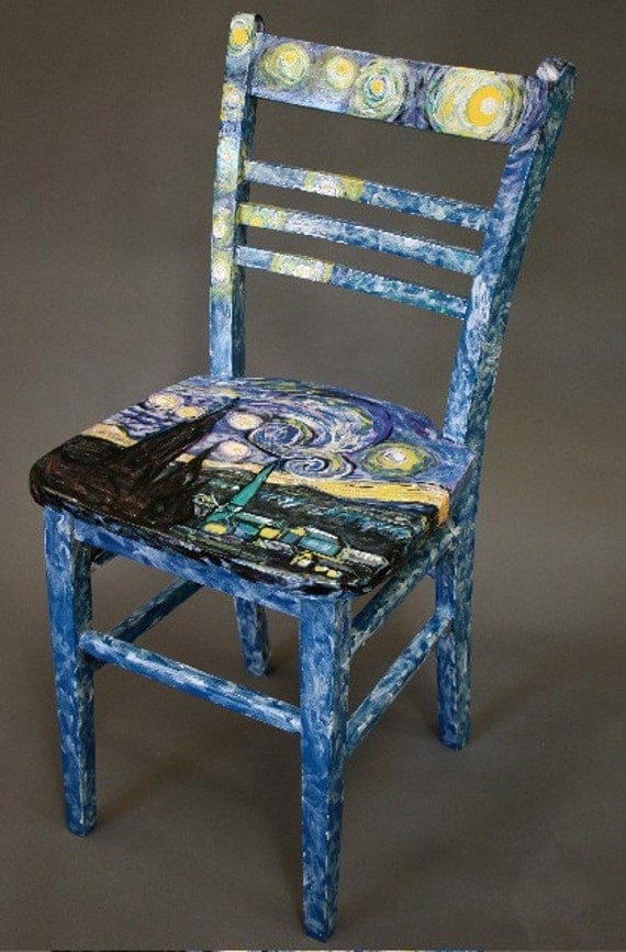 Hand Painted Wooden Kitchen Chair Starlight By Jayne Bruck   Il 570xN.63801424 