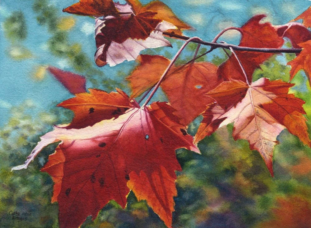 watercolor autumn trees
