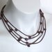 modern crystal necklace, understated elegance, casual style, french roast brown rubber jewellery, dark rose
