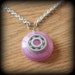 BEARING NECKLACE - Glittery Pink and White - hand cast resin pendant