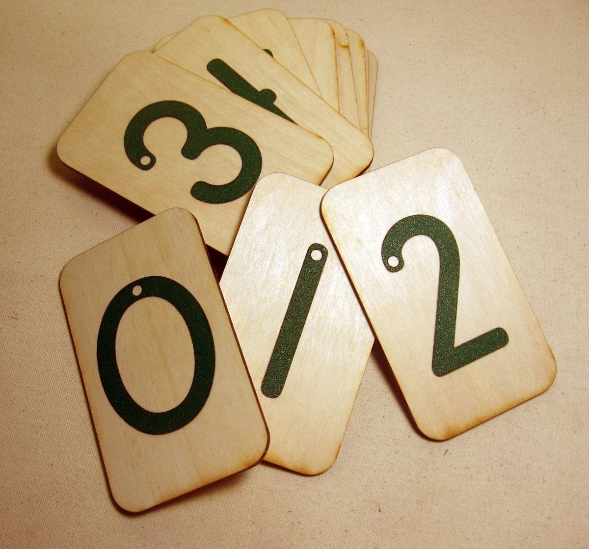 2 sets of Sandpaper Numbers 010 mounted on birch wood