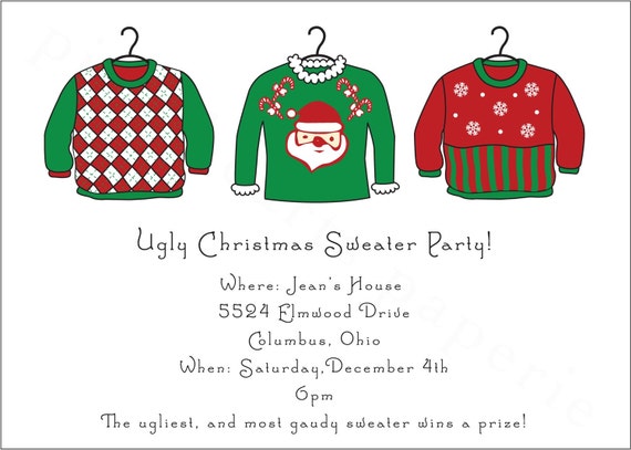 Items similar to Ugly Christmas Sweater Party Invitation Print Yourself ...