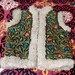 Vintage 70s Kashmiri Hand Crewel Embroidered Real Shearling Vest Paisley and Vine on Light Brown Suede