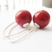 Natural Red Coral Earrings Sterling Silver European Leaf Earwire - Modern Simple Dangle by CuteJewels