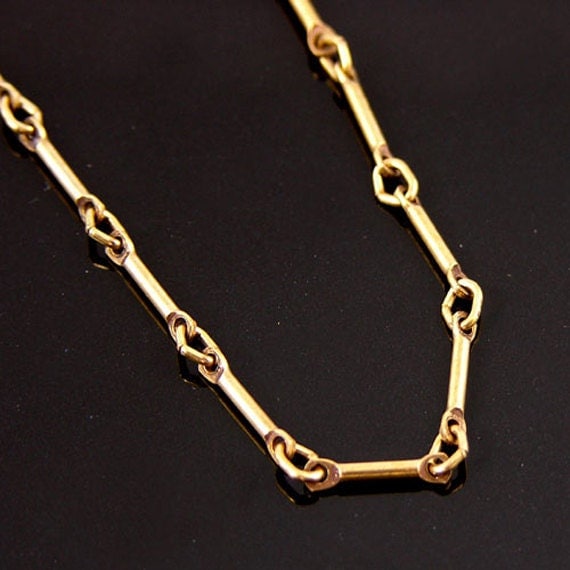Gold Chain Necklace 8.5mm Antique Gold Bar Link Chain