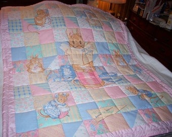 Handmade Baby Beatrix Potter Characters The Tailor Cotton Baby/Toddler Quilt-NEWLY MADE
