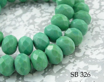 8mm Czech Glass Beads, Fresh Jade Green Rondelle (SB 326) 12 pcs BlueEchoBeads