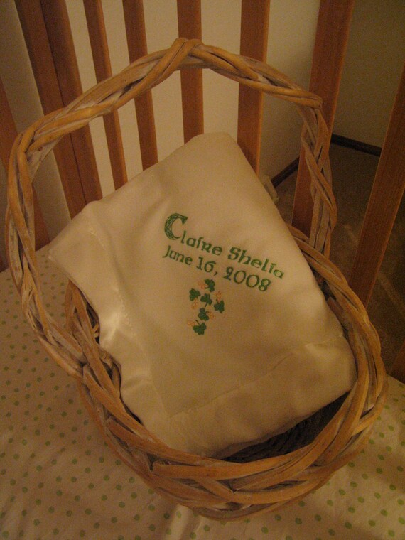 Personalized Irish Baby Blanket Embroidered Crib Gift Birth