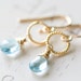 Sky Blue Topaz Earrings Gold Wire Wrapped Pale Pastel Ice Blue November December Birthstone Raindrop Earrings