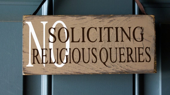 No Soliciting No Religious Queries door hanger by creativecatt