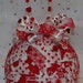 Quilted Ornaments Valentine's Day Quilt Ball Red White Hearts Handmade Beaded Hanger Heart Charm
