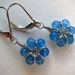 Blue Agate Flower Earrings, Sterling Silver, Small