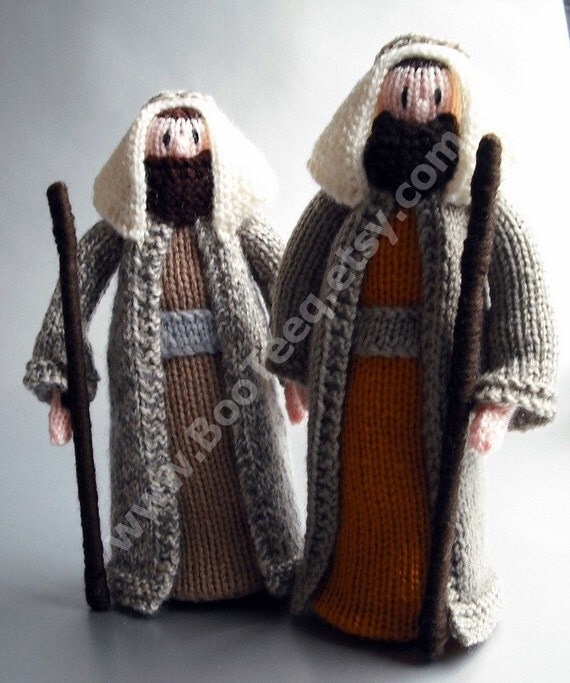 Hand knitted nativity scene