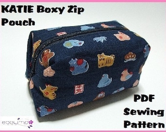 Instant Download PDF Pattern - KATIE Boxy Zip Pouch PDF Sewing Pattern - A4-size Paper Format
