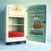 1950s Metal Toy Refrigerator Stocked with Lithographed Groceries