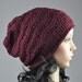 Burgundy Chunky Hat weaving pattern slouchy hat wool hat