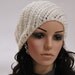hand knit wool beret hat cream hat