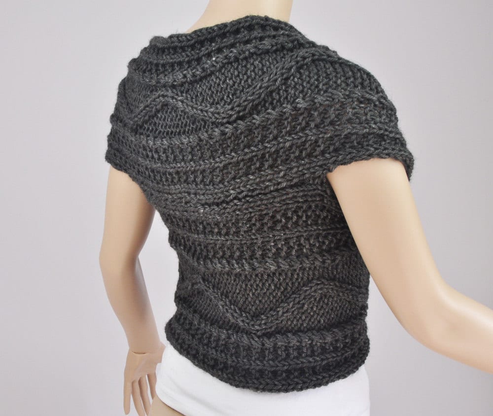 Hand knit sweater vest Cross Sweater Capelet Neck warmer scarf ...