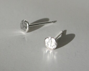 4mm Sterling Silver Small Textured Dot Earrings, Hammered Earrings, Silver Earrings, Post Earrings, Stud Earrings, Textured Earrings 925