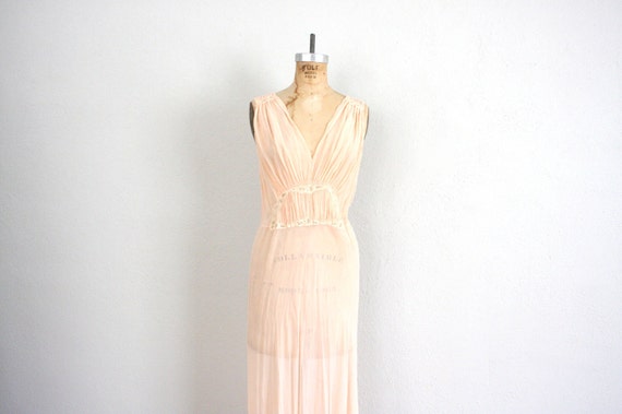 1920s Silk Nightgown in Peach Crepe Silk . Romantic by adVintagous