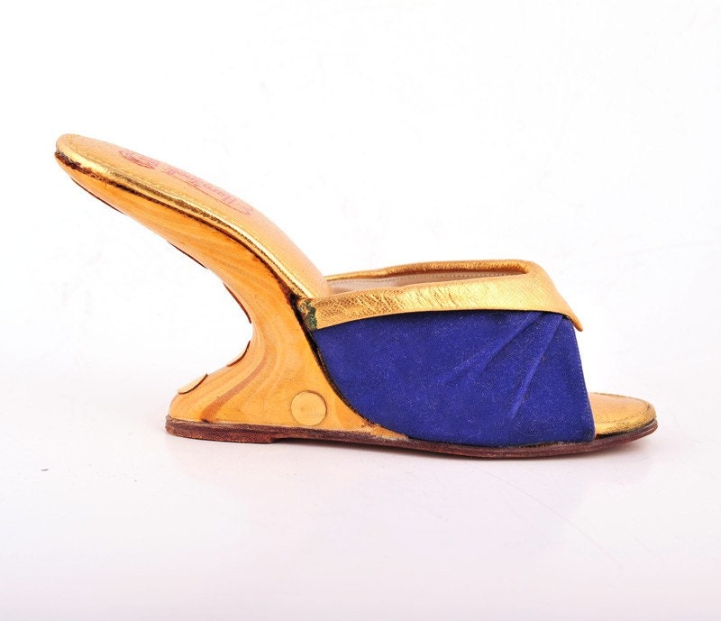 Vintage Shoes 60s Cantilever Heel Mules Shoes sz. 5