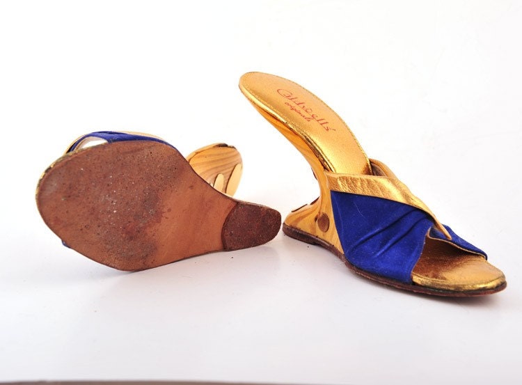 Vintage Shoes 60s Cantilever Heel Mules Shoes sz. 5