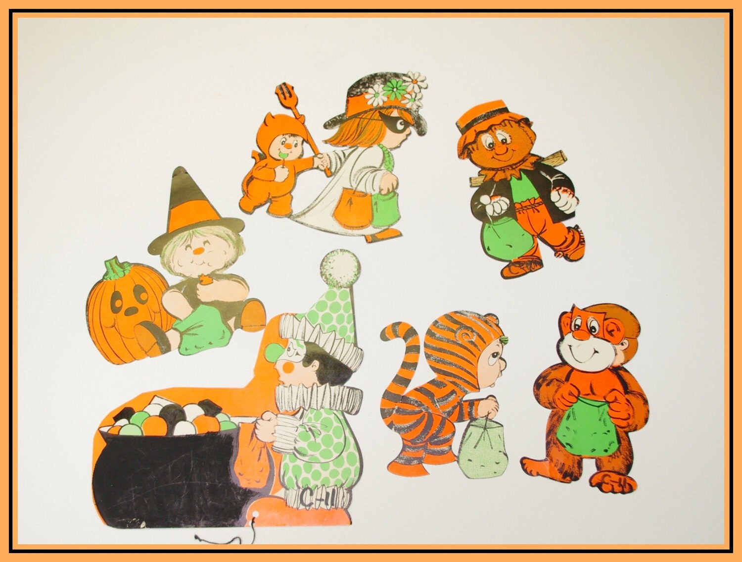 Vintage Die Cut Halloween Decorations Cute Children Costumes 6