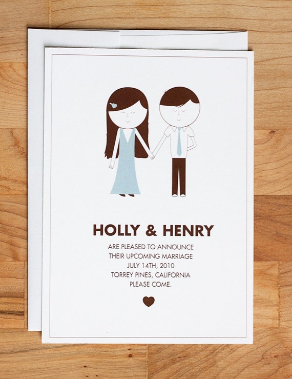 Items similar to Wedding Invitation - Illustrated Couple on Etsy