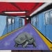 A faster way across town- original painting, tortoise in the subway