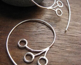 morning dew hoops - handcrafted sterling silver spiral hoop earrings - minimal threader hoop earrings