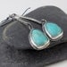 Sterling silver and pale blue Amazonite cabochon long earrings - Rina -