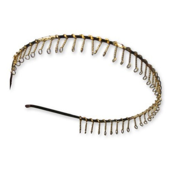 12 Gold Metal Headbands with Teeth 20mm 3/4 inch