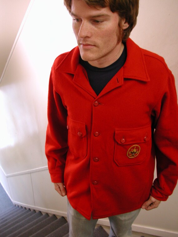 Red Boy Scouts Wool Jacket 1950s60s Adult by thegetupvintage