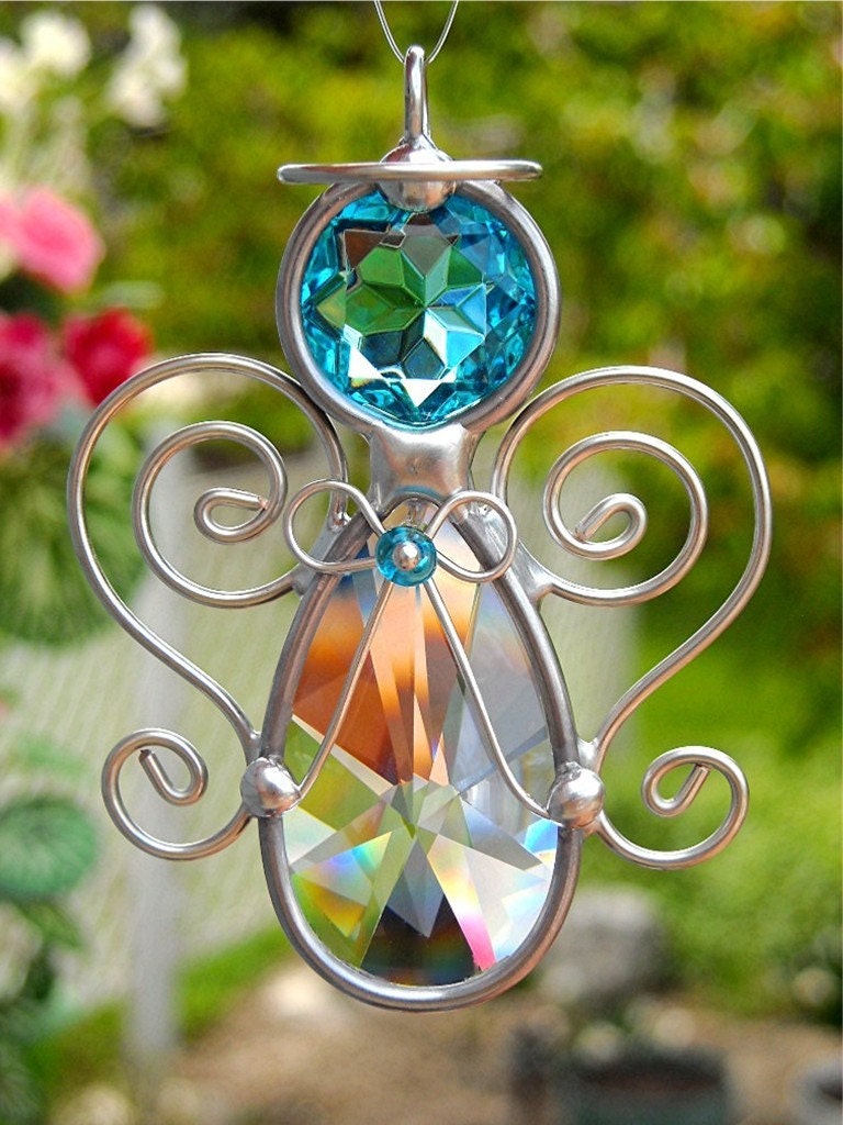 Turquoise Crystal Prism Angel Suncatcher