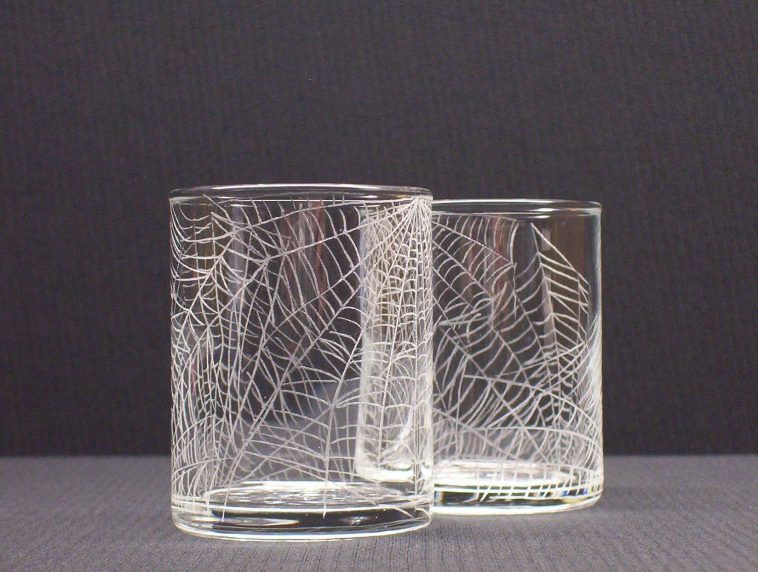s . 2 Hand Engraved Glass Candle Holders . FEATURED ON