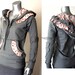 One of a kind Gray french terry hooded t-shirt for women - SMALL KT485